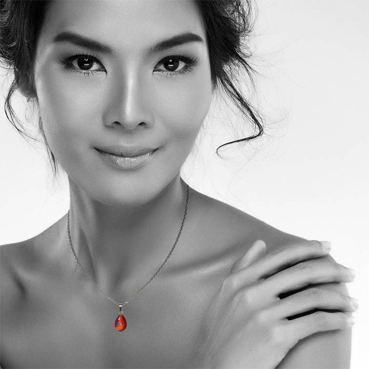 Orange AGNES MULTI COLOR XS DROP PENDANT ON A CHAIN NECKLACE - SD396W for wholesale on Faire1