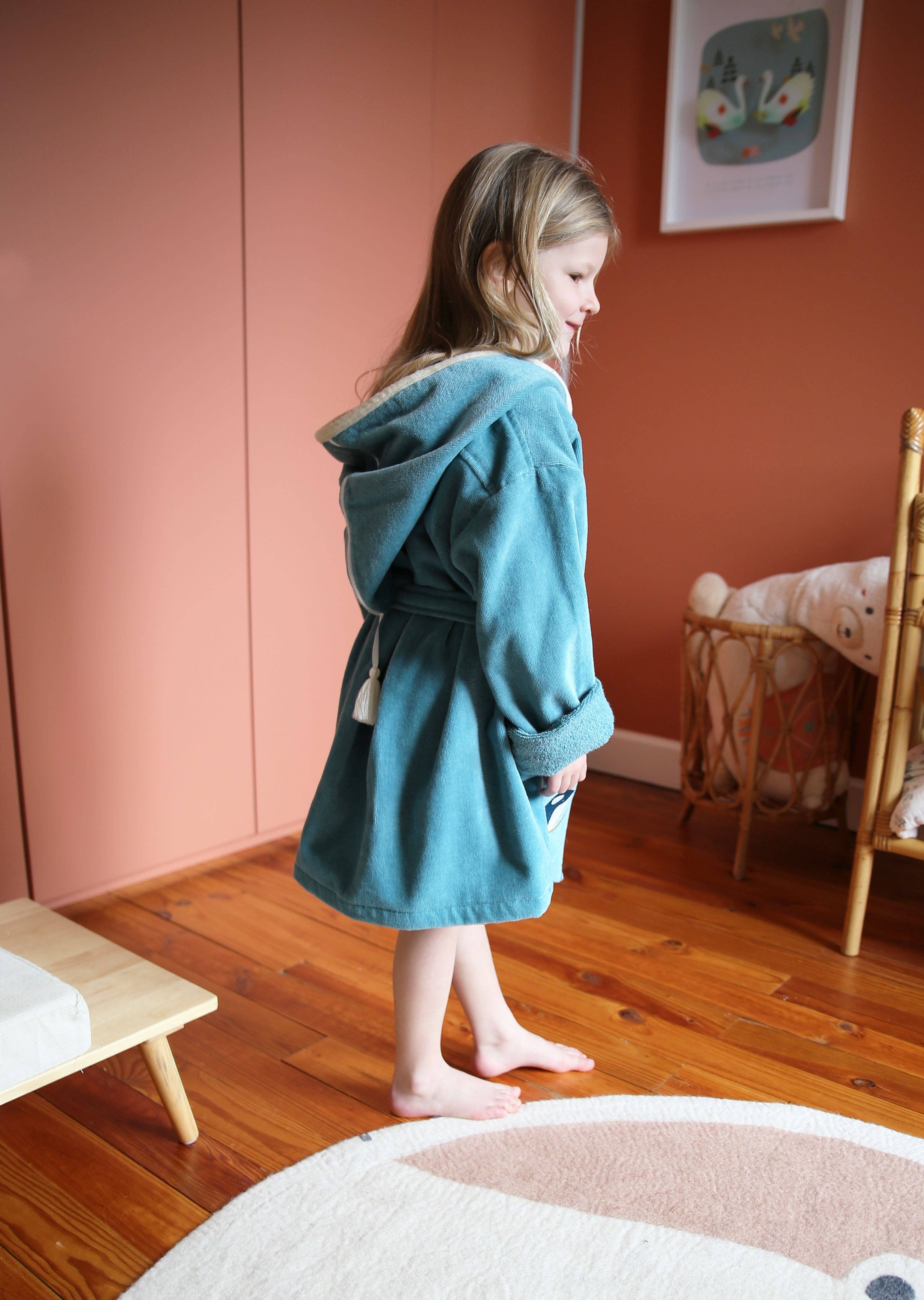 L'Oiseau Bateau – Roupão de banho - Crianças por atacado – Roupão infantil 2-4 anos - Baleia assassina azul oceano3