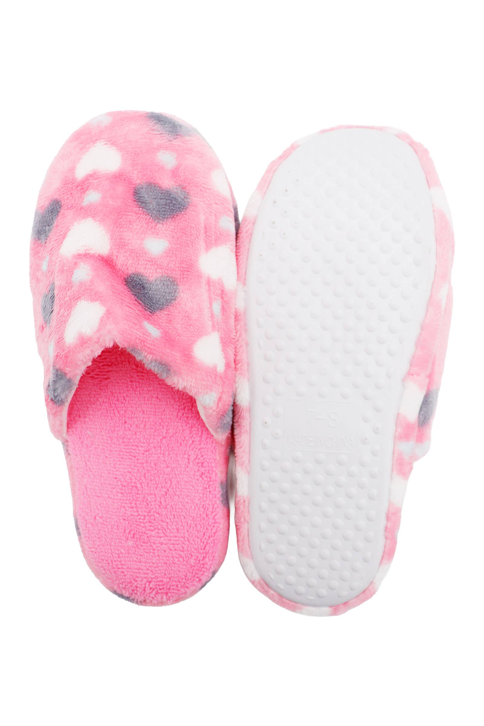 ASSORTI Mules en mousse et polaire à petits cœurs. en vente sur Faire2