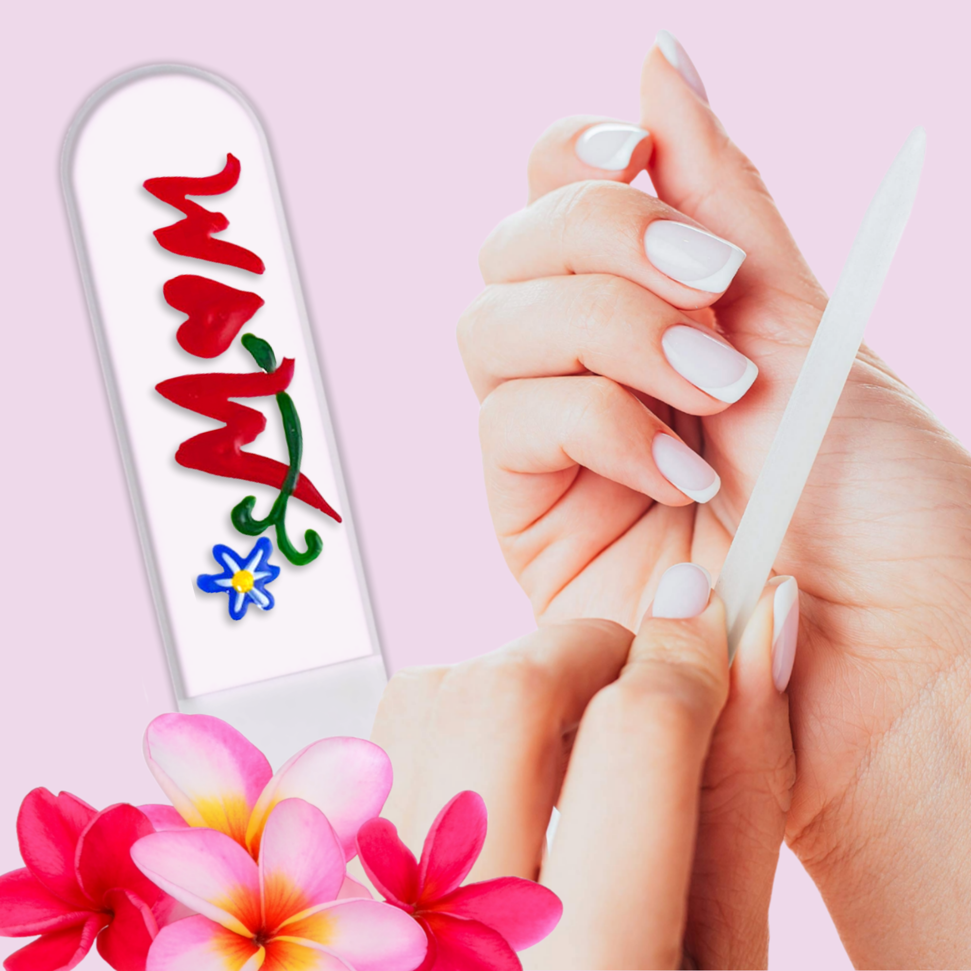 Classy Nail Files – wholesale Nagelfil – Mamma Blommor Mors dag Present Handmålad Kristallnagelfil5