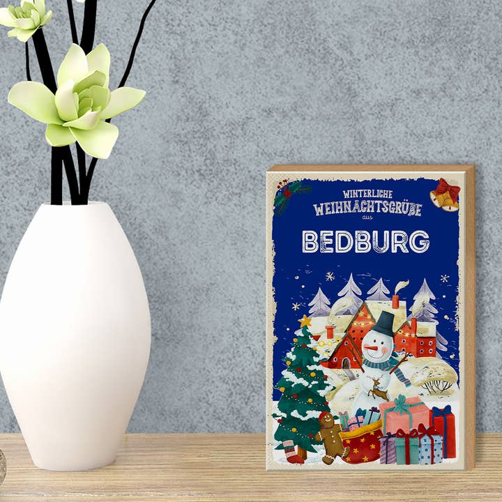 Femer – wholesale Sign – Wooden sign Christmas greetings from BEDBURG gift 12x18cm2