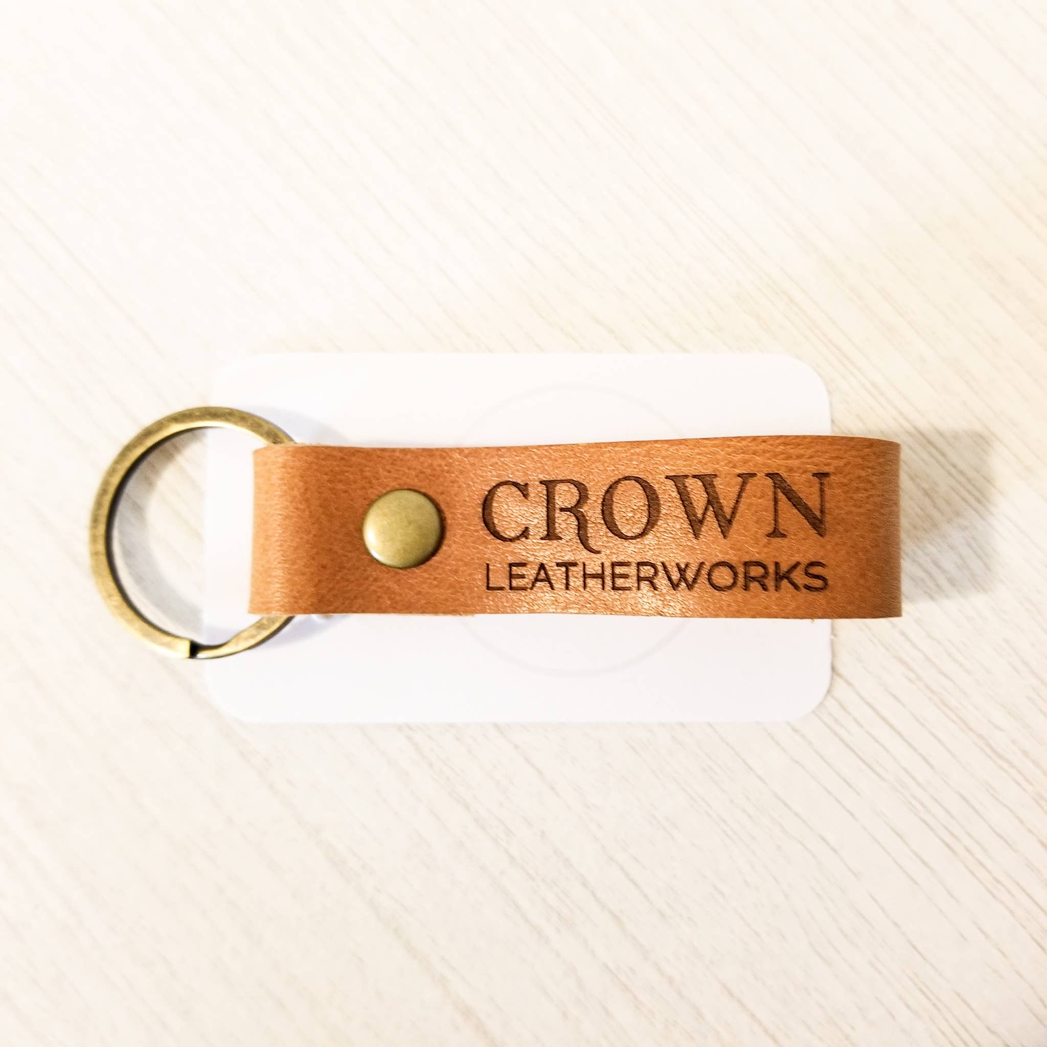 Crown Leatherworks - Wholesale Keychain - Unisex - Custom Leather Keychain | Your Logo Phrase Words or Design4