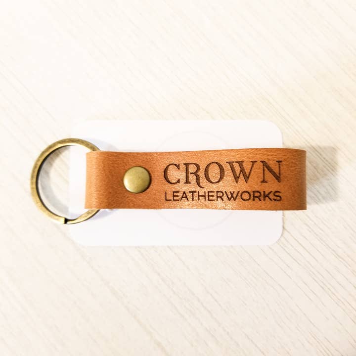 Crown Leatherworks - Wholesale Keychain - Unisex - Custom Leather Keychain | Your Logo Phrase Words or Design4