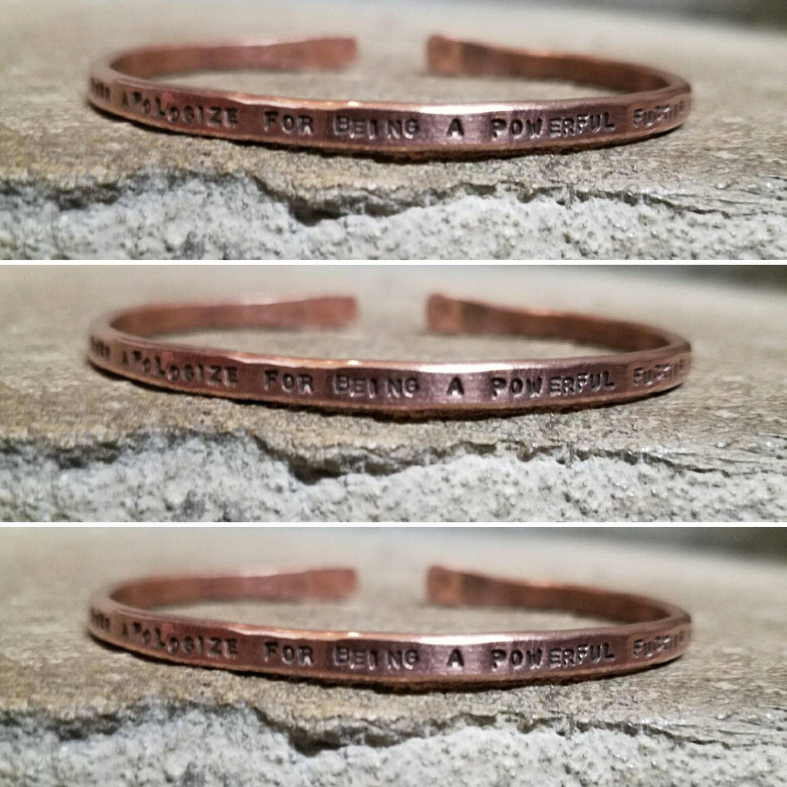Silver Lining Studio – wholesale Cuff bracelet – Never Apologize Copper or Brass Gold Cuff Bangle Bracelet1