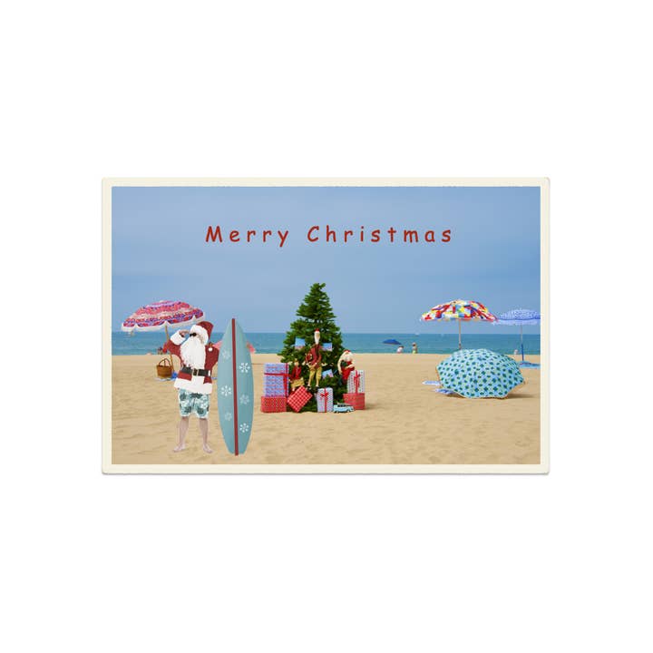 Merry XMAS Santa Beach - Notecard voor wholesale door Immaginare + Seaside