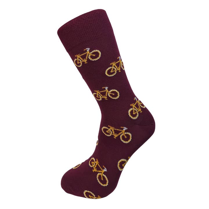 Chaussettes en bambou Bourgogne et Moutarde Vélo pour la vente par Slopes&Town