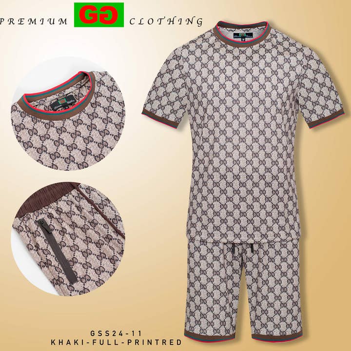Urban Fitz - Wholesale Lounge Set - Men's - GSS24-11 KHAKI PRINT- MEN'S SHORT SET 0