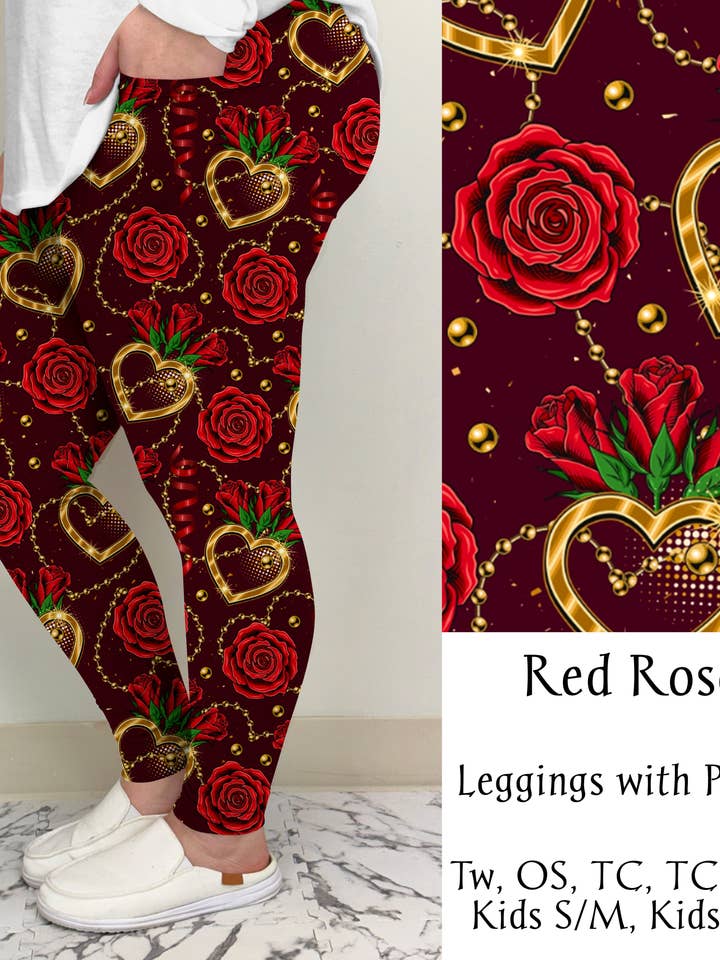 Leggings con Tasche Rosse Rose per la vendita all'ingrosso da parte di TL Clothing