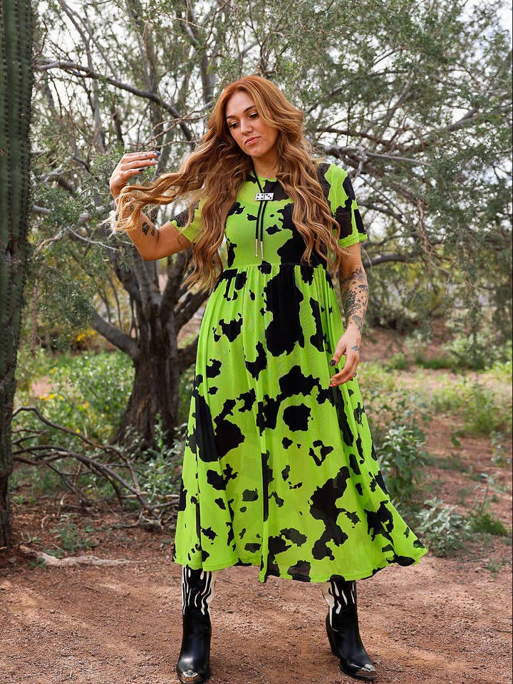 Not in the Moo'd Short Sleeve Mesh Dress for wholesale by Burnt Toast