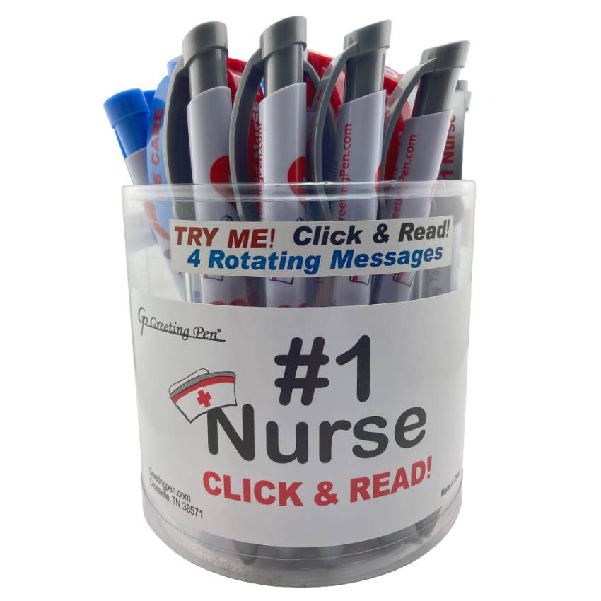 Greeting Pen - Wholesale Pen - Nurse 36 count Rotating Message Ballpoint Pen canister0