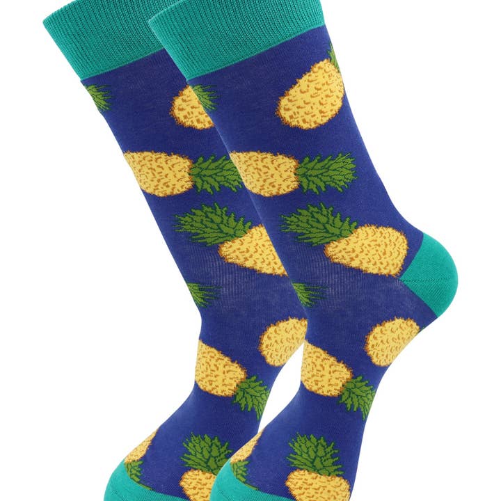 Real Sic – wholesale Socks – Unisex – Pineapples (Royal Blue) Socks - Comfy Cotton for Men & Women