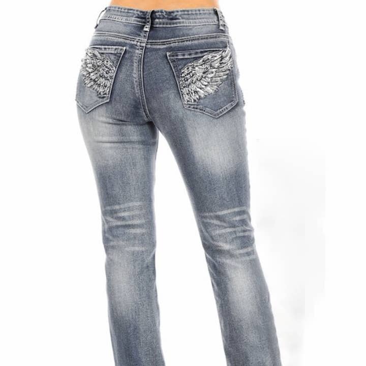 Casual Wings Flared Leg Jeans for wholesale by Tourtiwi