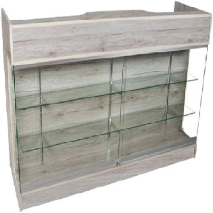 Only Hangers - Wholesale Retailer Display Stand/Case - Only Hangers Barnwood Ledge Counter with Glass Display, 4 Feet