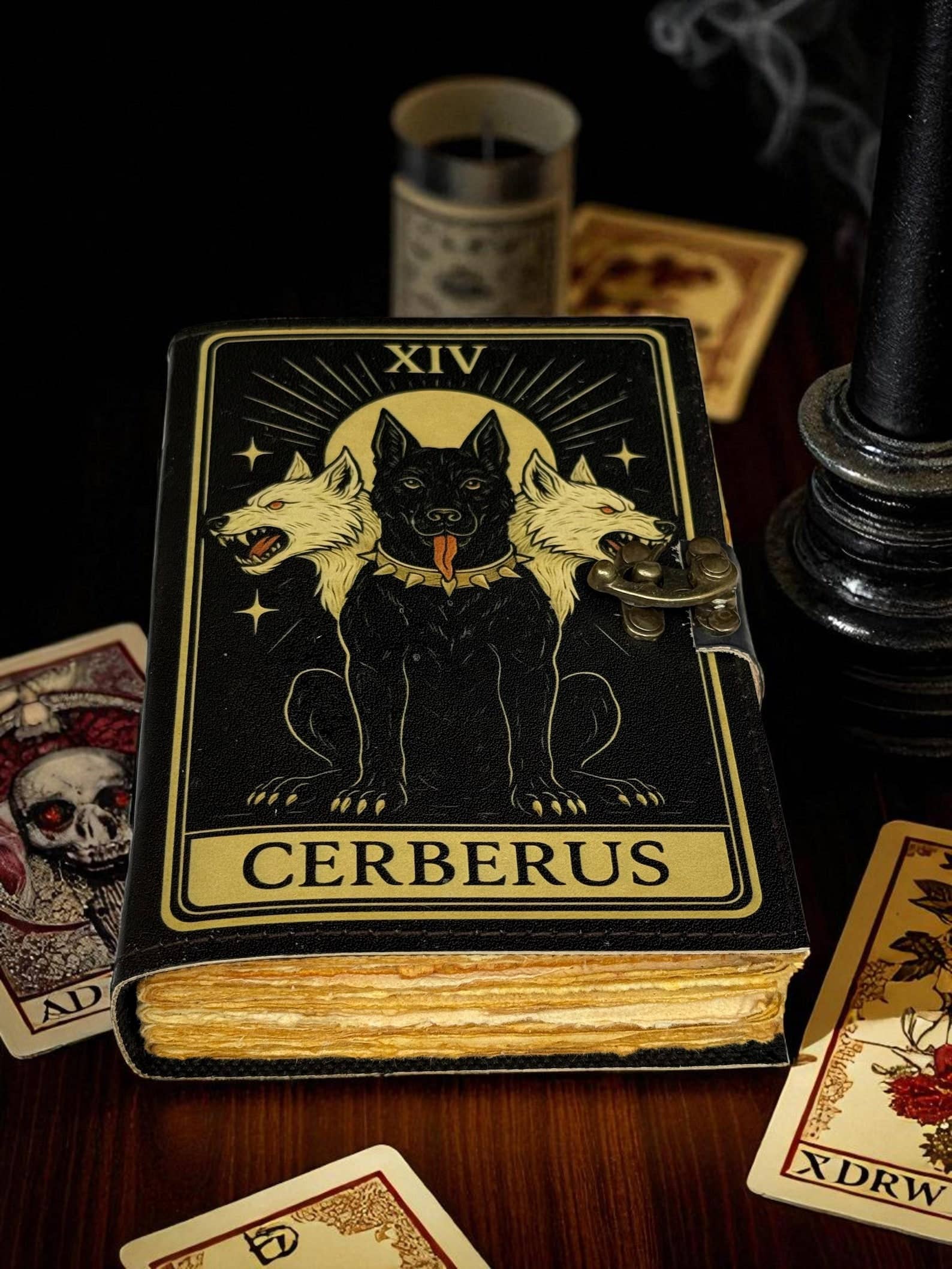 MNM HANDICRAFTS - Wholesale Journal/Diary - Cerberus Leather Grimoire – Spell Book of Shadows Journal 0