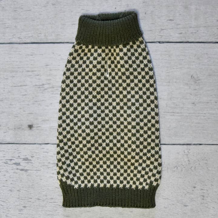 Vintage Olive Checker Sweater for wholesale by Finnegan’s Standard Goods