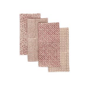 Cotton Dinner Table Napkins | Romantic White & Gold Hand Block Print | Set of 6, Hand Block Printed | Fair Trade | 20 x 20 | Saffron Marigold