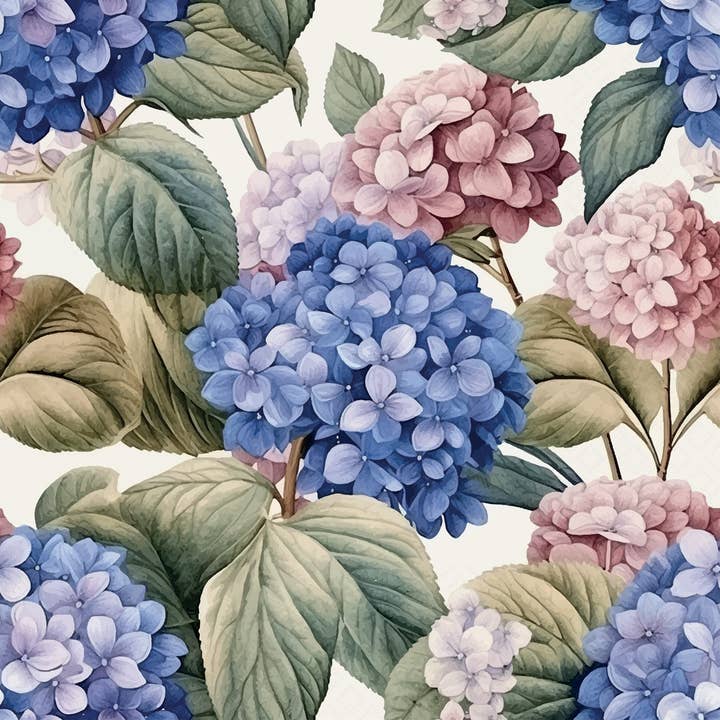 Paper Lunch Napkins Set/20 Painted Hydrangea for wholesale by Boston International