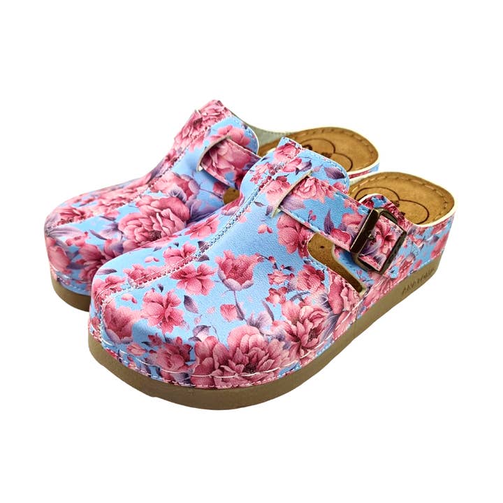 PU Clogs With Soft Footbed - Japanese Blossoms for wholesale by TRAAGOODS.COM