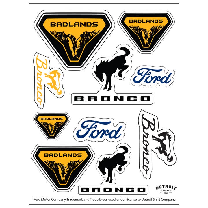 Sticker - Ford Bronco Badlands - Sheet for wholesale by Detroit Shirt Co.