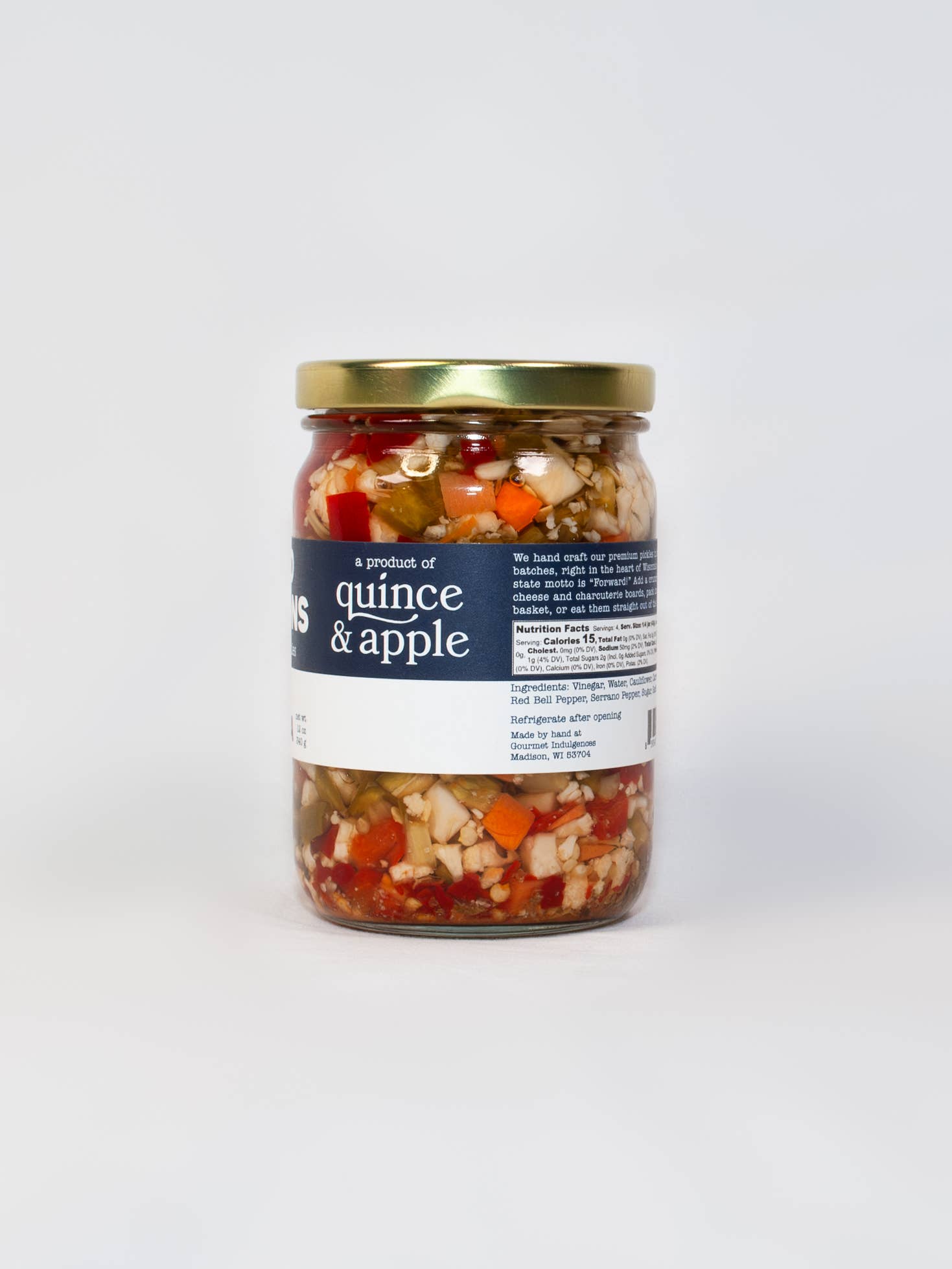 Gourmet Indulgences, LLC (dba Quince & Apple Company) - Wholesale Pickled Vegetables - Hot Giardiniera - Case of 12 - 12 oz Jars 1
