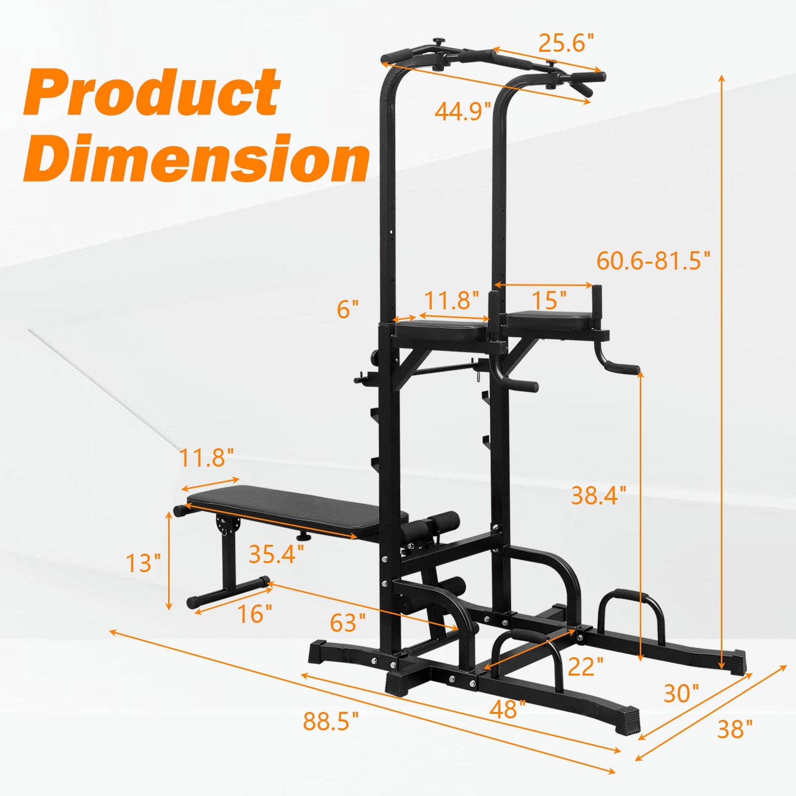 39F Inc. - Wholesale Fitness Equipment - Heavy Duty Power Tower with Bench & Pull-Up Dip Station2