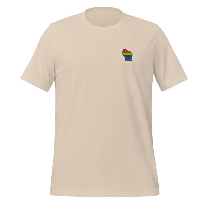 Gay Pride Apparel - Wholesale T-Shirt - Unisex - Wisconsin Rainbow Embroidered Unisex T-Shirt2