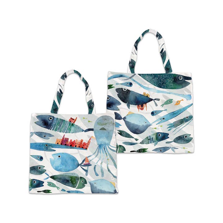 Bomuldshopper «Oltremare», 100% Fremstillet i Italien for engroshandel hos The Napking