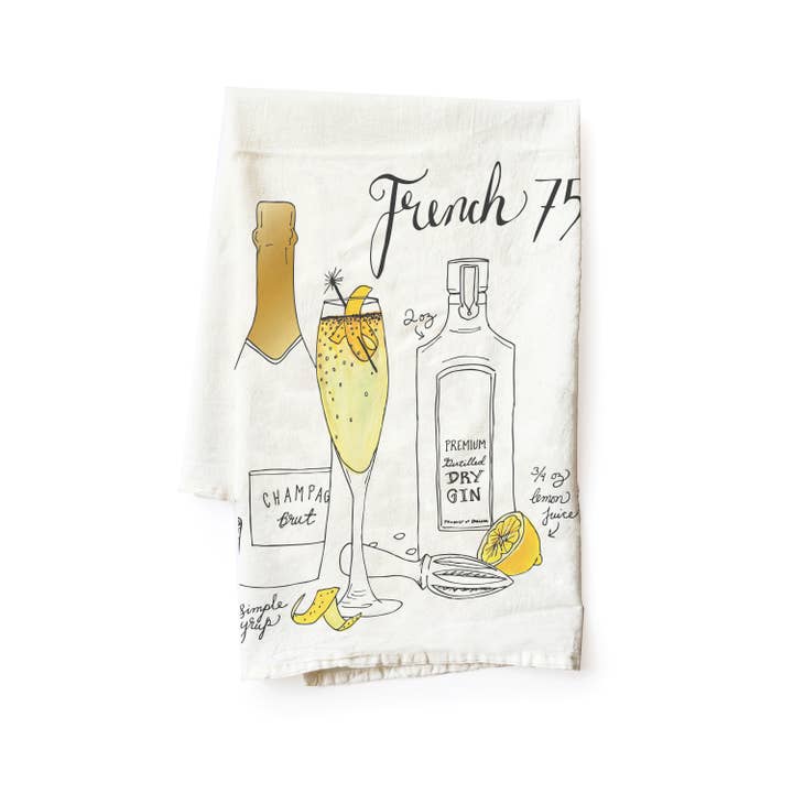 Wild Ink Press - Vendita all'ingrosso Strofinacci - Strofinaccio da cocktail francese 75