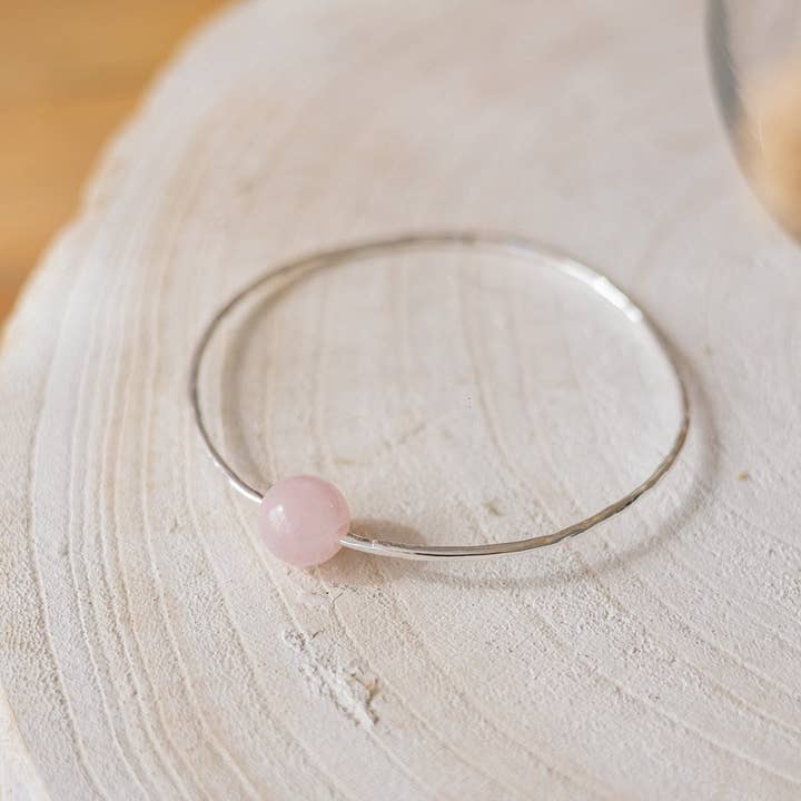 orbit bangle-rose quartz for wholesale by Wild Abandon Jewelry