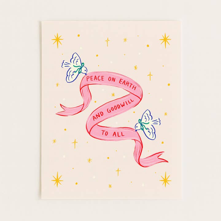 Peace on Earth Christmas Art Print for wholesale by Three Strands Design