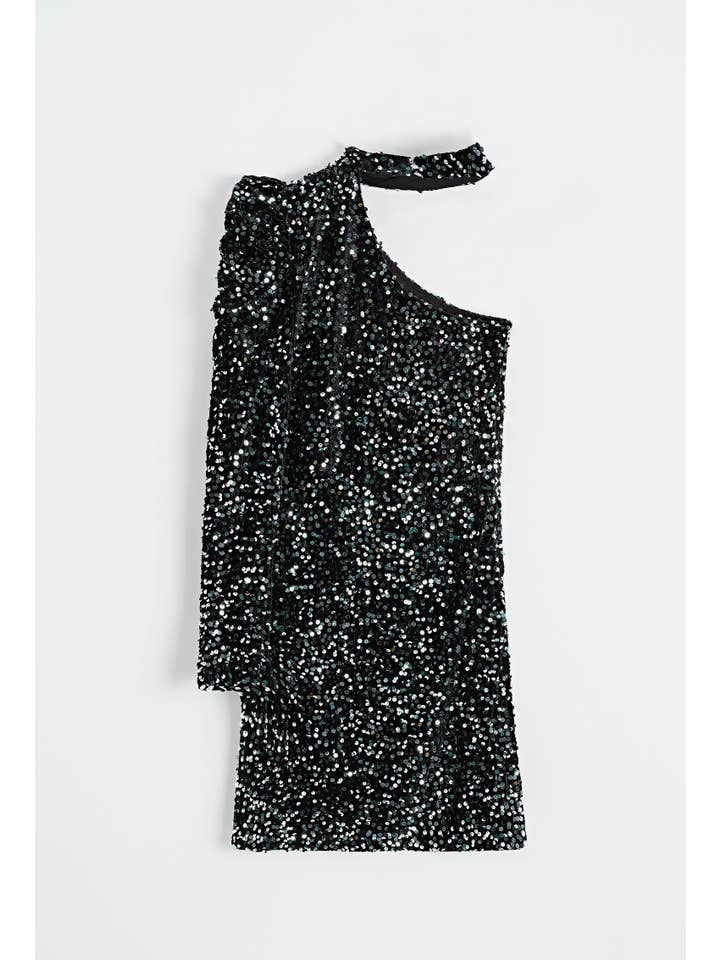 Chilli Girl Collection - Wholesale Dress - Women's - Asymmetrical mini dress with sequin details 1