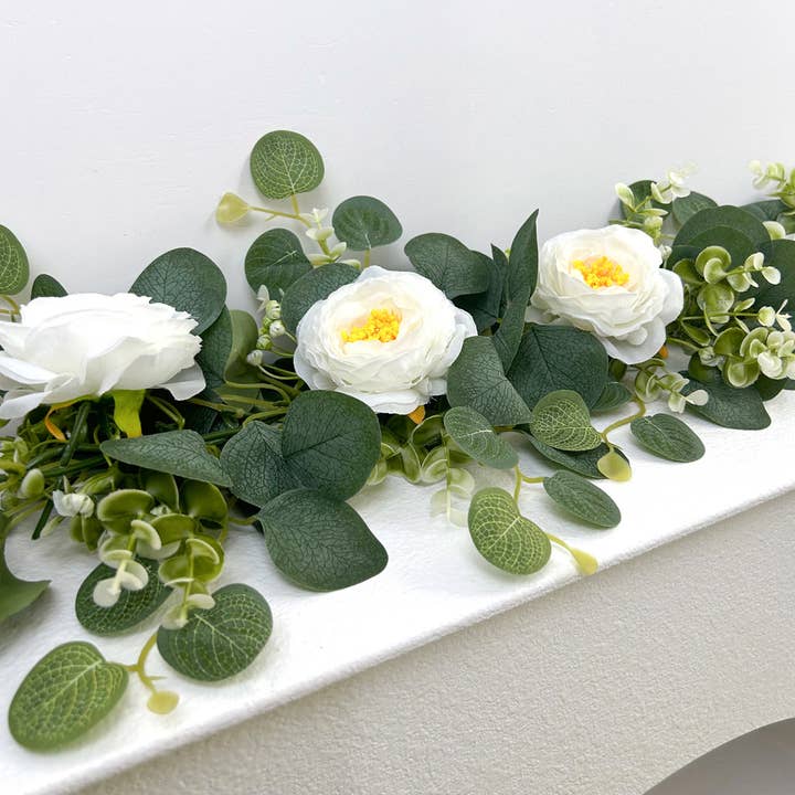Artificial rose eucalyptus garland baby's breath faux vine for wholesale by ACNITE(We cover U.S. import duties)