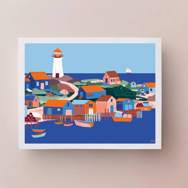 Kautzi Illustrations - Wholesale Art Print - Fishing Village – 11 x 14 Print – Wholesale1