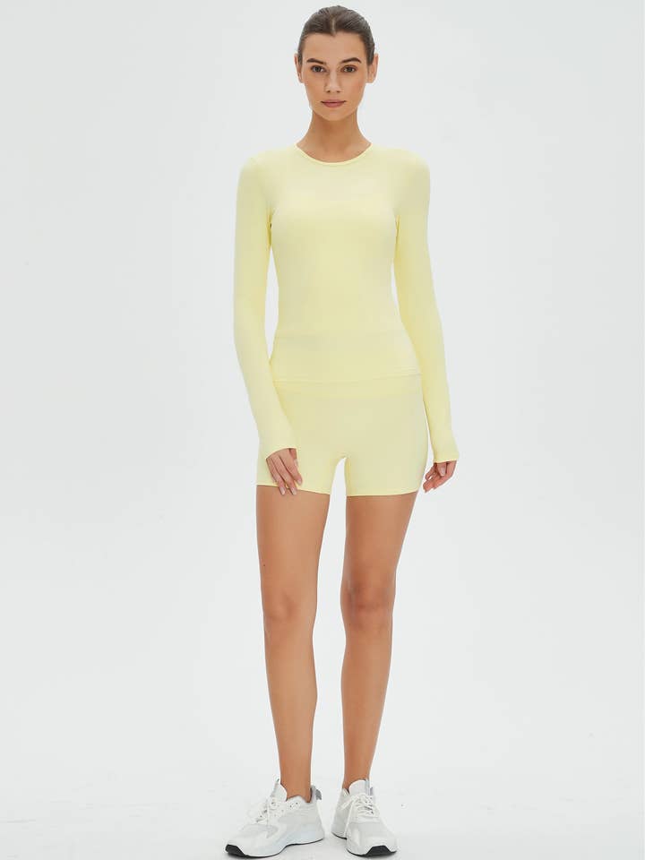 Mantra Active - Wholesale Activewear Set - Women's - Abigail Long Sleeve Top & High Waist Shorts Activewear Set18