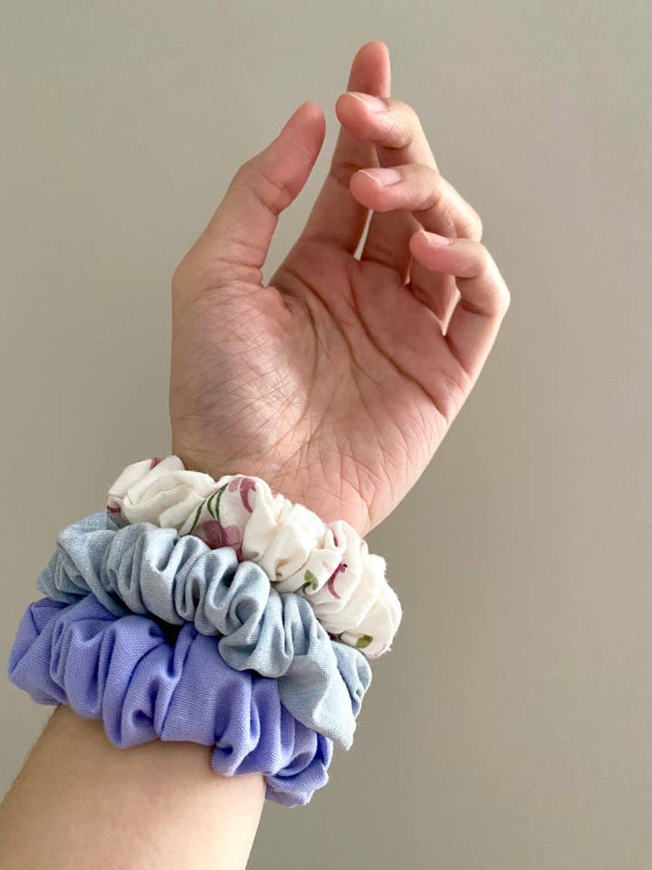 Skinny Upcycled Scrunchies for wholesale by Hand Stitched In Love
