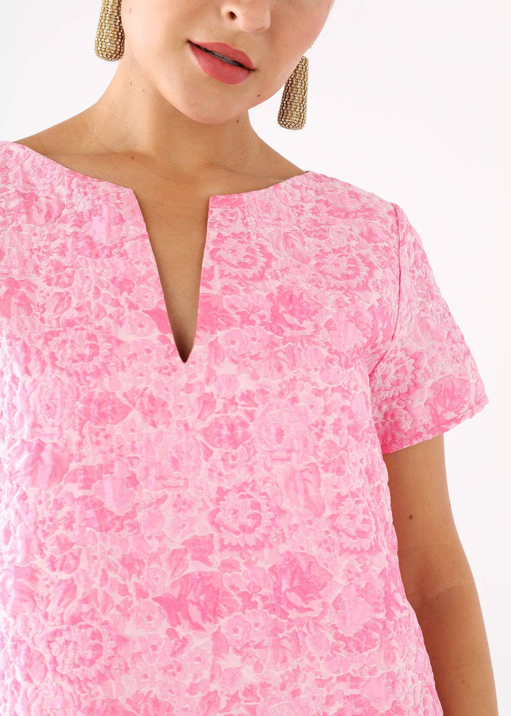 Roze Lulu Jurk Roze Bubble Jacquard voor groothandel op Faire3