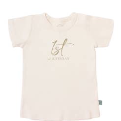 baby 1st Birthday organic Tee Taupe Size 12-24 for wholesale by Finn + Emma
