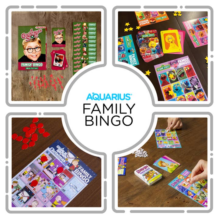 AQUARIUS, GAMAGO, ICUP, & ROCK SAWS by NMR Brands - Wholesale Board Game - A Christmas Story Family Bingo Game