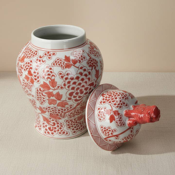 Chinoiserie Ginger Jar Pot & Vase Boxtel 46x25x25cm - Red Porcelain for wholesale by DutZ Collection @ Lowlands Design