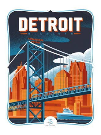 Detroit - Pure Michigan 15th Anniversary Commemorative Print for wholesale by The Mighty Mitten