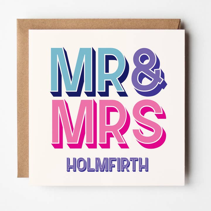 Mr & Mrs - Add Town Customised Wedding Card for wholesale by Timmy Loves