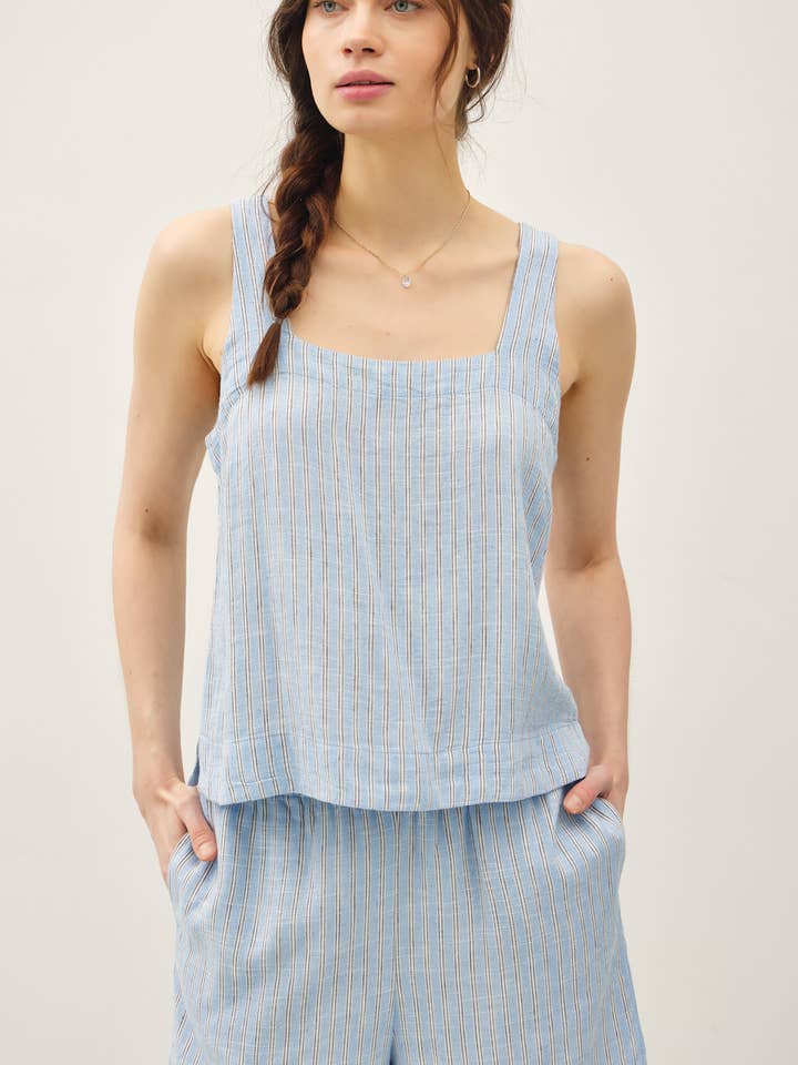 STRIPED BOXY CROPPED TANK for wholesale by Be Cool