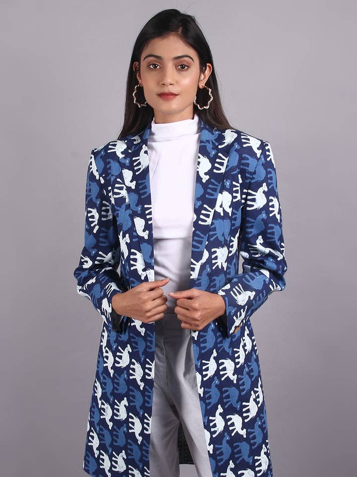 Indigo Blue Cotton Blazer (9) for wholesale by INDOPHILIA