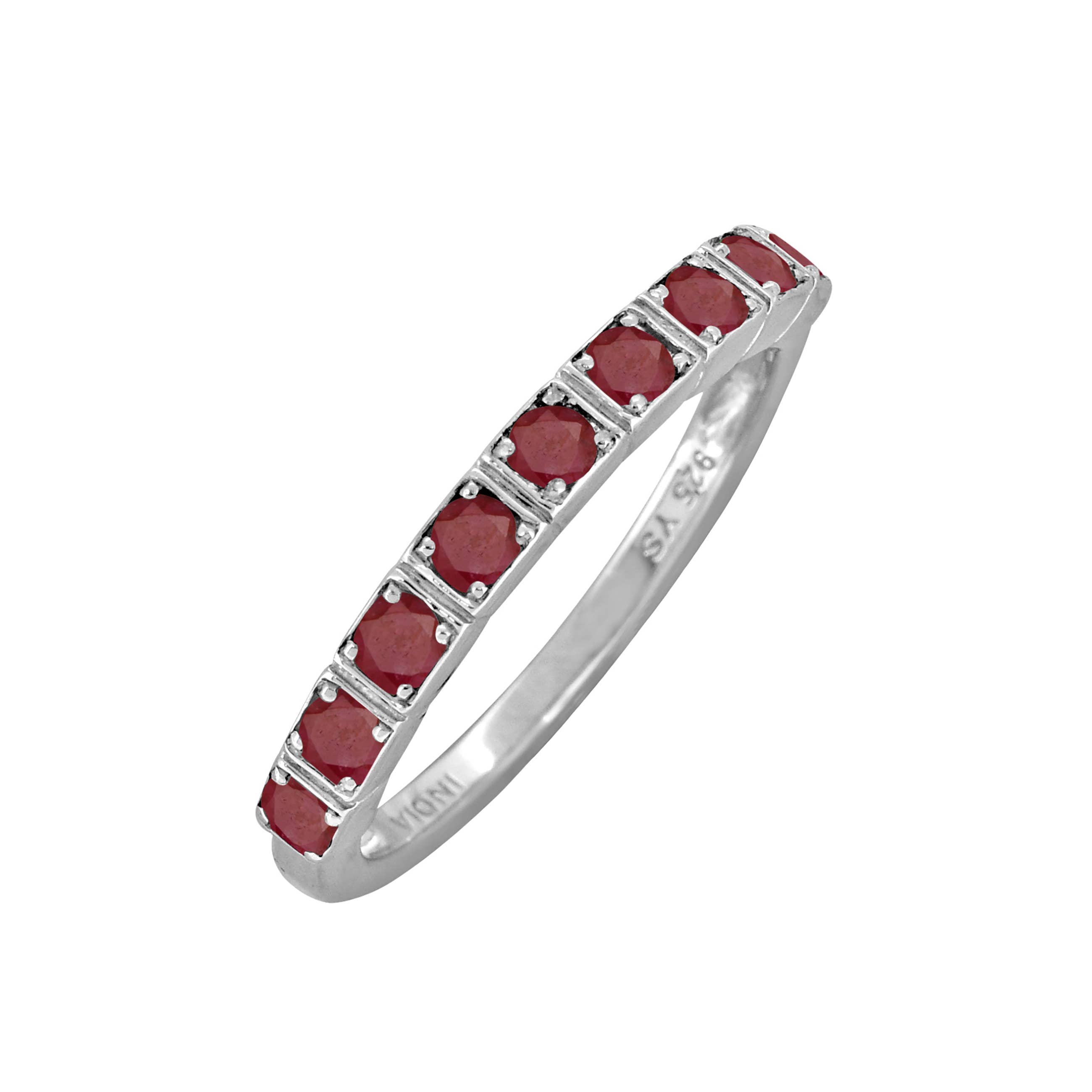 Tiramisu - Wholesale Band/Stacked Ring - 925 Sterling Silver Ruby Gemstone Band Ring