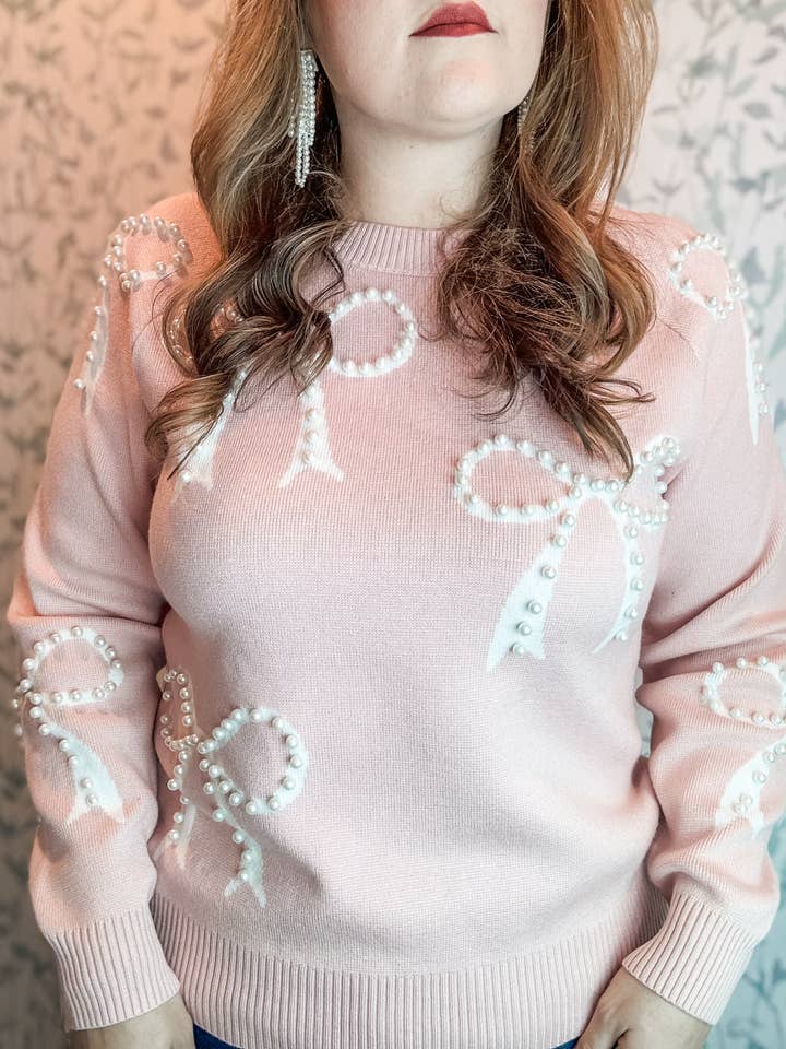Heart of Grace - Wholesale Knit Sweater - Women's - *READY TO SHIP - Grandmillennial Bow Sweater