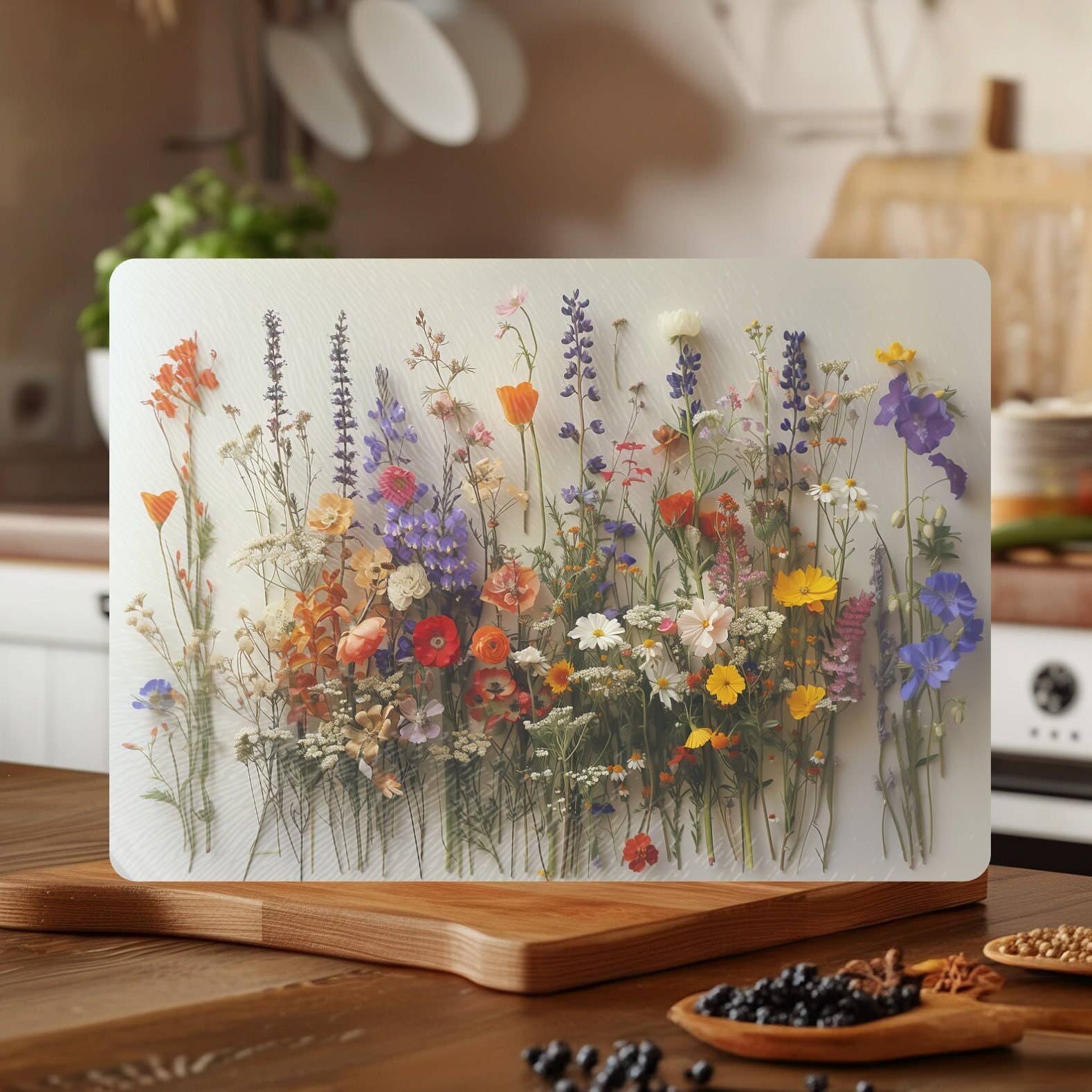 Fernville Creations - Wholesale Cutting Board - Tempered Glass Wildflowers Cutting & Serving Board7