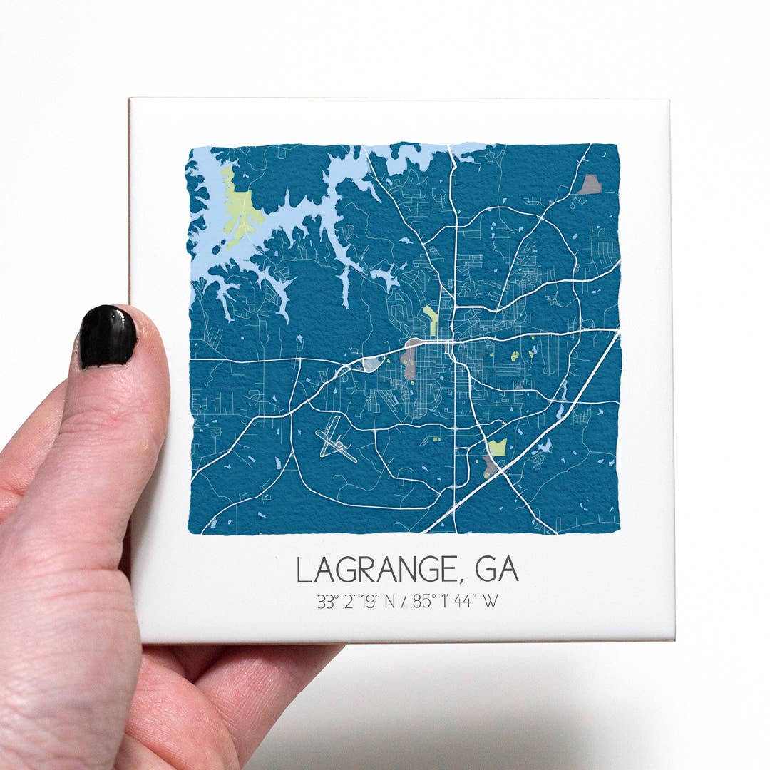 Sparks House Co. - Wholesale Coasters - Lagrange Georgia coasters, watercolor city map coaster set3