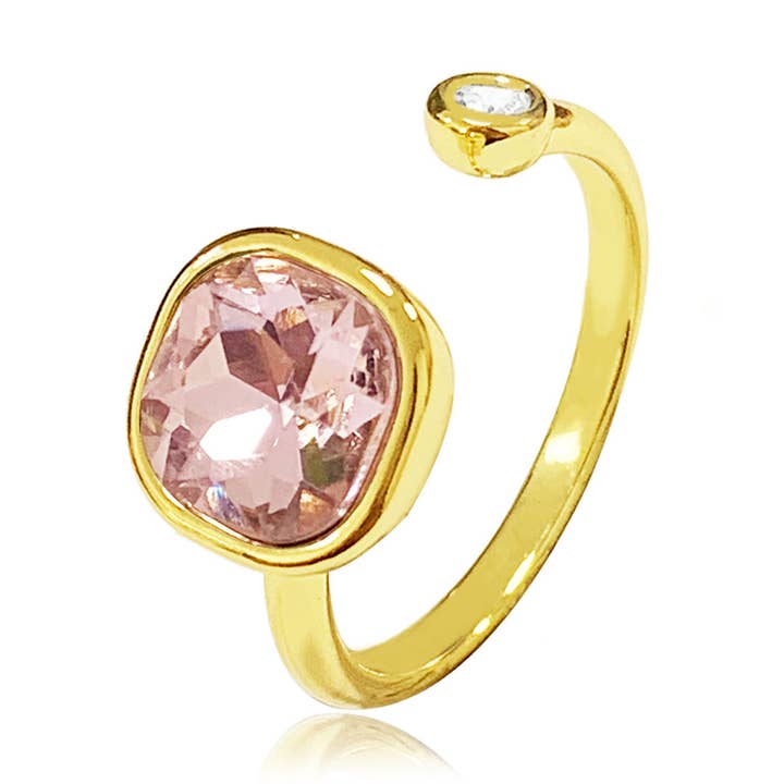 Bague ajustable en zircone cubique découpée en coussin pour la vente par NY Jewelry House