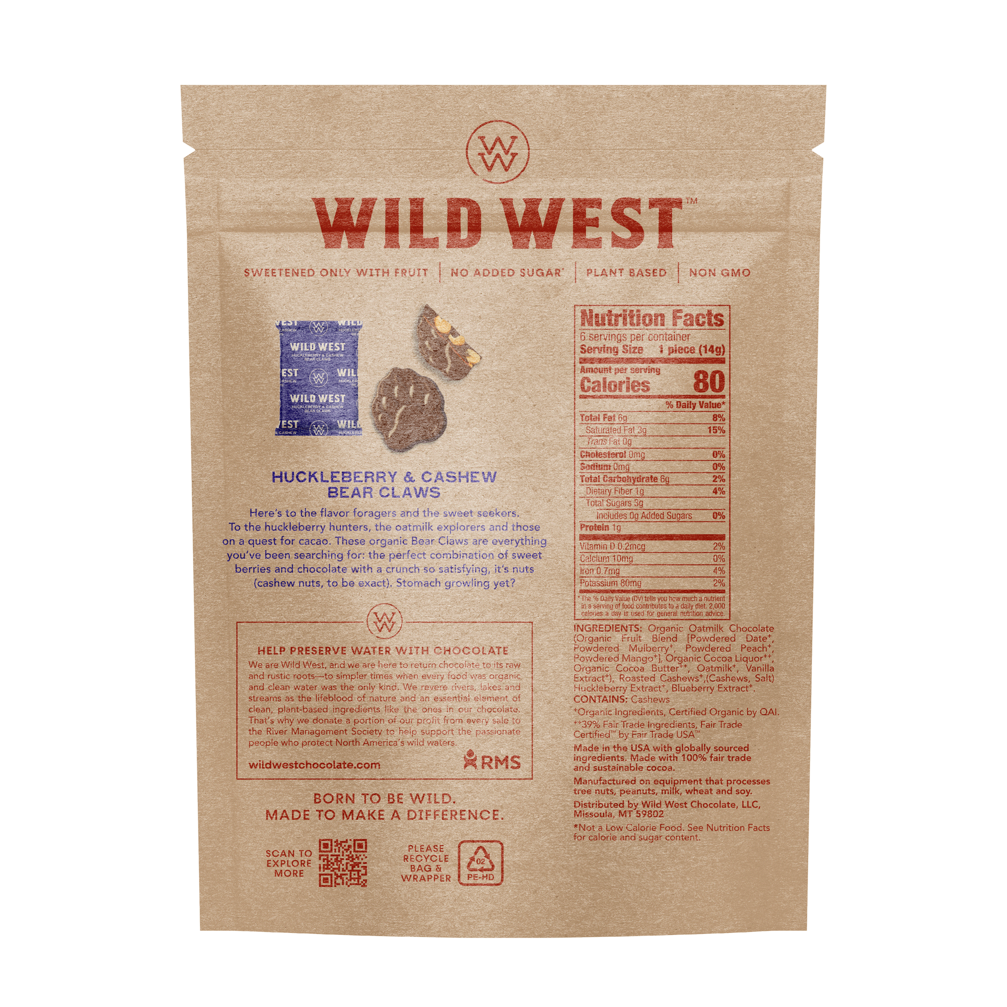 Wild West Chocolate - Wholesale Chocolate Covered Sweets - Huckleberry & Cashew Bear Claws Master Case5