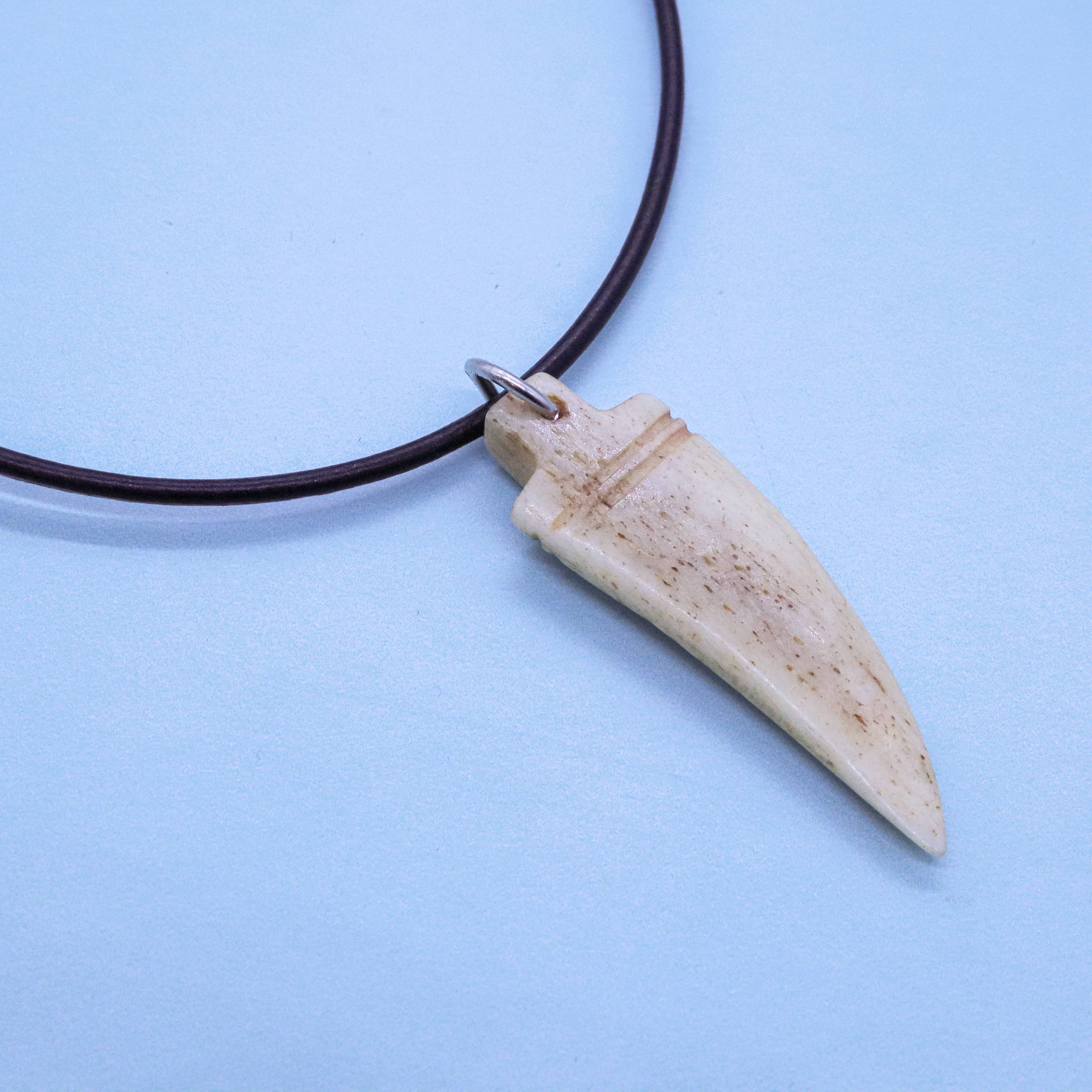 Natalia - Wholesale Pendant/Charm Necklace - Hand Carved Ox Bone Tooth 18" Necklace for Men- PC4